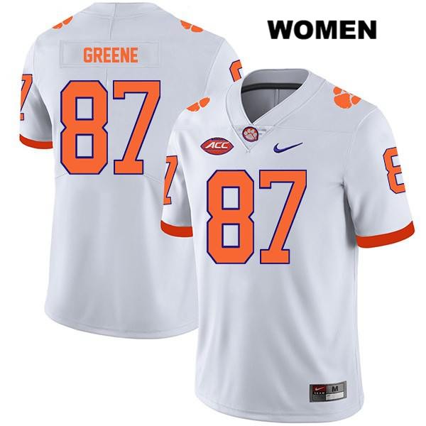 Women's Clemson Tigers #87 Hamp Greene Stitched White Legend Authentic Nike NCAA College Football Jersey ZOO0146ZF